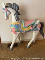 Left side view of full carousel horse showing color scheme and condition