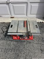 Top view of Skilsaw table saw with rip fence in place