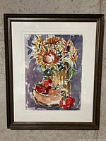 Full view of framed watercolor painting