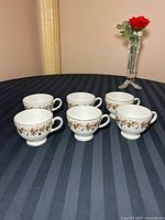 Six Wedgwood teacups front view showing pattern