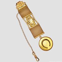 Full view of pocket watch chain with locket front