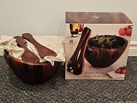 Bowl, servers wrapped, and branded box