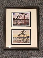 Front view of framed double print showing artwork, frame and mat