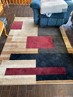 Top view of entire rug showing pattern and condition