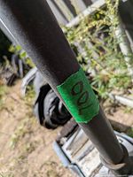 Handle section with lot sticker