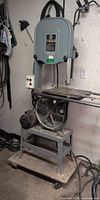 Full view of King Canada 16-inch floor-standing band saw on wheeled stand