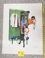 Full view of signed Andy Donato print showing artwork and measuring tape at edge