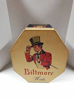 Top view of octagonal lid with illustration and Biltmore branding