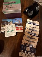 Viewer, box, reels, pamphlets overview