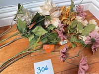 All six artificial flower stems laid out