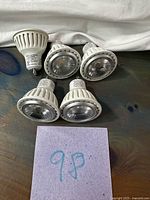 Five GU10 LED bulbs front view