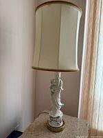 Full view of lamp with shade showing overall design and height