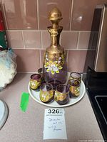 Full set showing decanter and six glasses