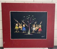 Full view of painting with red mat