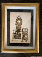 Full view of framed artwork showing Big Ben and bus