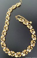 Full view of Trifari gold-tone rhinestone necklace