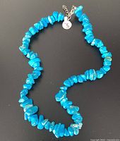 Full view of turquoise chip necklace laid out