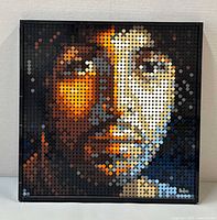 Full front view of assembled Lego Beatles mosaic