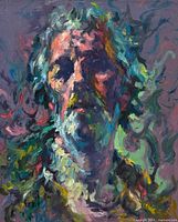 Front view of oil portrait showing full artwork and palette