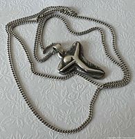 Entire necklace coiled showing chain and pendant