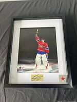 Full view of framed autographed photo showing Carey Price image, autograph plaque, certification hologram