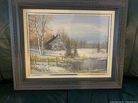 Framed oil painting front view