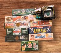 Stacked view of all boxed baseball card factory sets