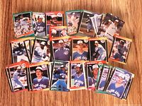 All baseball cards spread out showing fronts of various Toronto Blue Jays players