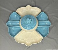 assembled lazy susan top view showing all pieces and colors