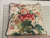 Full view of pillow front showing floral design