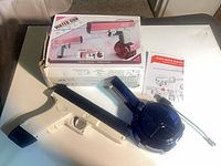 Water pistol, drum magazine, cable, box, instructions overview