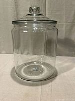 Full view of glass canister and lid