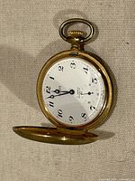 Front view of Potens pocket watch, dial visible with cover open