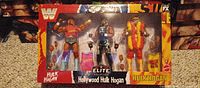 Front of sealed WWE Elite Hulk Hogan 3-figure pack showing figures and accessories