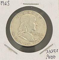 Obverse showing Benjamin Franklin portrait, date 1963, legends LIBERTY and IN GOD WE TRUST