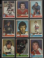Front view of all nine O-Pee-Chee cards in plastic page