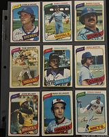 Fronts of all nine 1979 O-Pee-Chee cards in plastic sheet