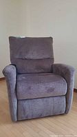 Front view of taupe microfiber power lift recliner