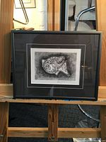 Full view of framed print showing artwork, matting, frame