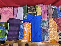 Overview of all folded fabric pieces