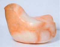 Front left view of marble bird sculpture