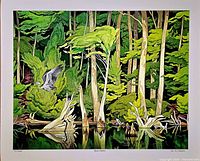 Full view of the Blue Heron lithograph with white border