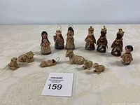 Full set showing all standing figures, animals and baby Jesus