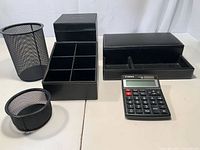 All six desktop accessories displayed together