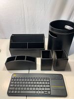 Front view of all six items together