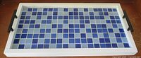 Top view of tray showing full blue mosaic tile pattern