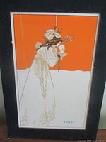 Front view of framed Isolde print with orange and white artwork