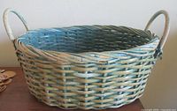 side view showing overall basket form, paint finish, and handles