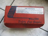 Red Wilson Safety Cup Goggles box closed