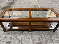 Full top view showing two glass panels and wood frame